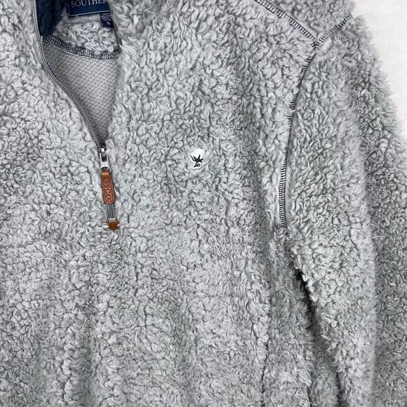 The Southern Shirt Co. Sherpa Fuzzy Fleece Gray 1/2 Zip Pullover Sweater Size S - Picture 5 of 8